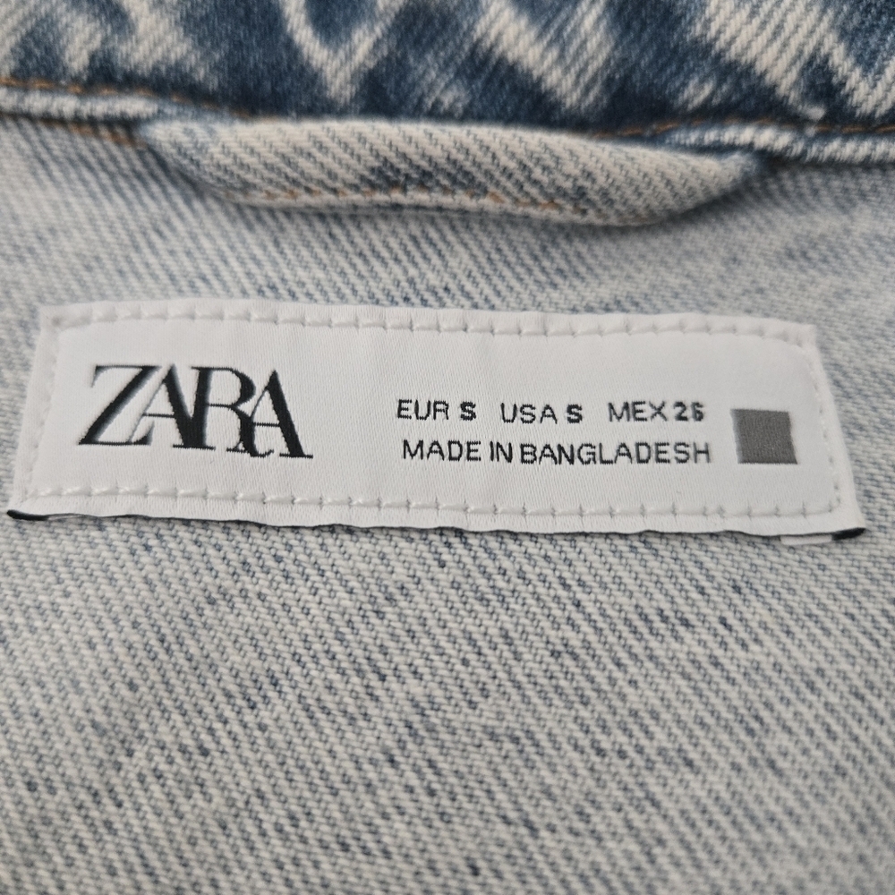 Zara Light Blue Denim Button Dawn Mini Dress Sz SMALL - Picture 8 of 13